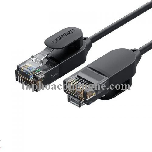 Ugreen 70654 5M cat6a 10Gbps 500MHz OD2.8mm Utp cáp mạng siêu mỏng thuần đồng màu đen NW122 30070654